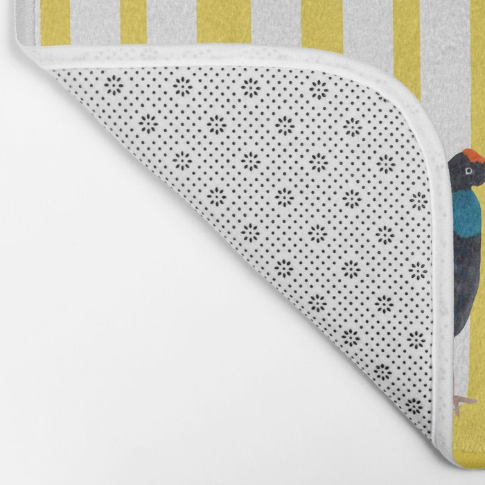 Three Birds Walking - Blue and Yellow Bath Mat Gallery Image 2