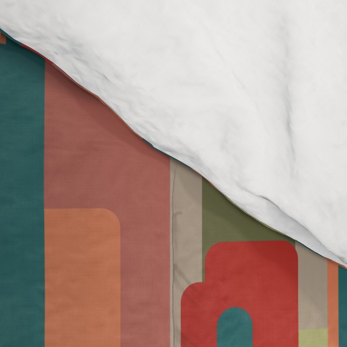 Mid-Century Modern Pierre Pattern in Midcentury Mod Teal, Olive, Peach, Sage, Red, and Taupe Comforter Gallery Image 4