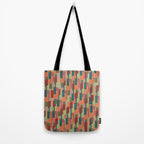 Mid-Century Modern Pierre Pattern in Midcentury Mod Teal, Olive, Peach, Sage, Red, and Taupe Tote Bag Gallery Image 2