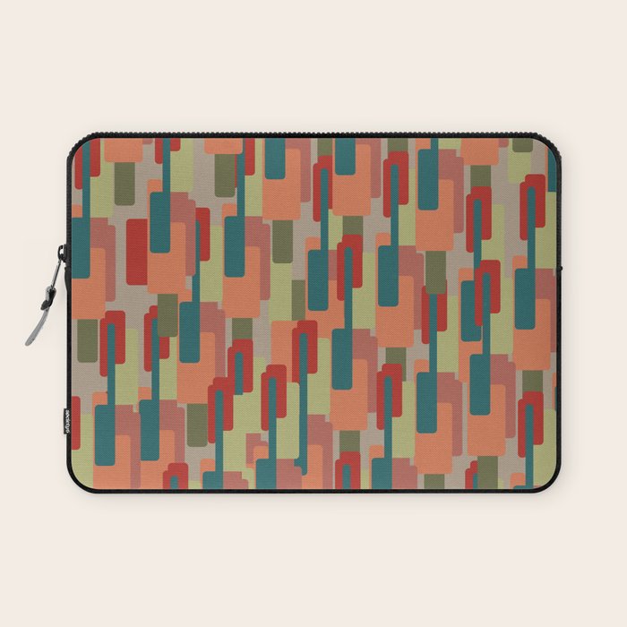 Mid-Century Modern Pierre Pattern in Midcentury Mod Teal, Olive, Peach, Sage, Red, and Taupe Laptop Sleeve Gallery Image 1