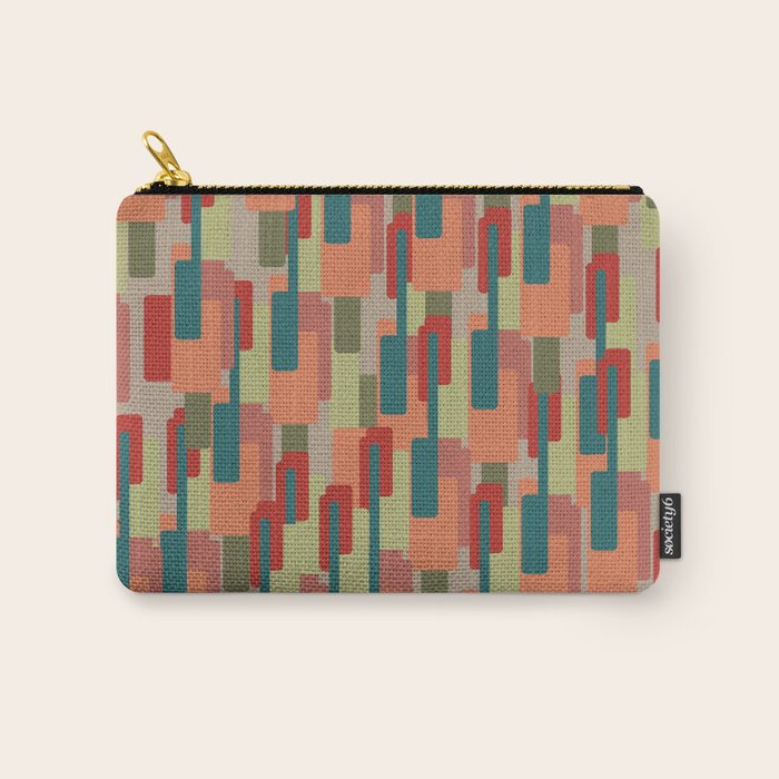 Mid-Century Modern Pierre Pattern in Midcentury Mod Teal, Olive, Peach, Sage, Red, and Taupe Carry All Pouch Gallery Image 1