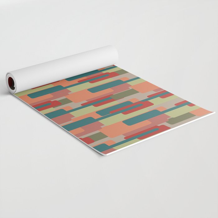 Mid-Century Modern Pierre Pattern in Midcentury Mod Teal, Olive, Peach, Sage, Red, and Taupe Yoga Mat Gallery Image 2