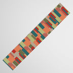 Mid-Century Modern Pierre Pattern in Midcentury Mod Teal, Olive, Peach, Sage, Red, and Taupe Table Runner Gallery Image 3