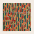 Mid-Century Modern Pierre Pattern in Midcentury Mod Teal, Olive, Peach, Sage, Red, and Taupe Wood Wall Art Gallery Image 1