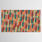 Mid-Century Modern Pierre Pattern in Midcentury Mod Teal, Olive, Peach, Sage, Red, and Taupe Tablecloth Gallery Image 2