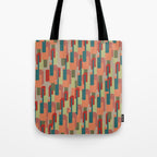 Mid-Century Modern Pierre Pattern in Midcentury Mod Teal, Olive, Peach, Sage, Red, and Taupe Tote Bag Gallery Image 1