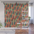 Mid-Century Modern Pierre Pattern in Midcentury Mod Teal, Olive, Peach, Sage, Red, and Taupe Wall Mural Gallery Image 1