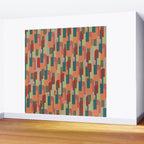 Mid-Century Modern Pierre Pattern in Midcentury Mod Teal, Olive, Peach, Sage, Red, and Taupe Wall Mural Gallery Image 2