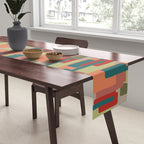 Mid-Century Modern Pierre Pattern in Midcentury Mod Teal, Olive, Peach, Sage, Red, and Taupe Table Runner Gallery Image 2