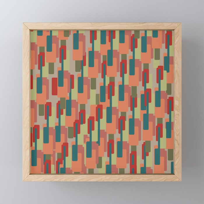 Mid-Century Modern Pierre Pattern in Midcentury Mod Teal, Olive, Peach, Sage, Red, and Taupe Mini Art Print Gallery Image 1