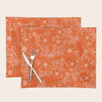 Hand drawn white bright orange modern floral Placemat Gallery Image 1