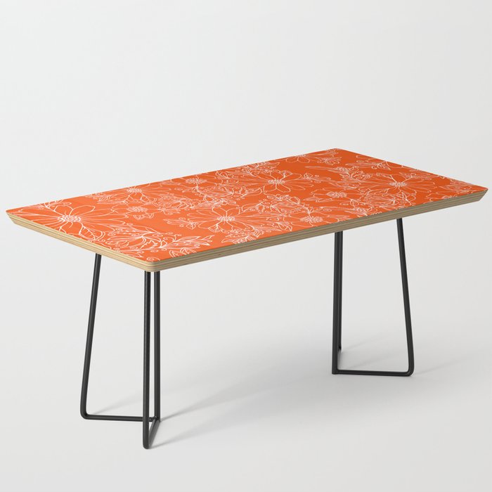 Hand drawn white bright orange modern floral Coffee Table Gallery Image 1