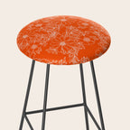 Hand drawn white bright orange modern floral Stool Gallery Image 2