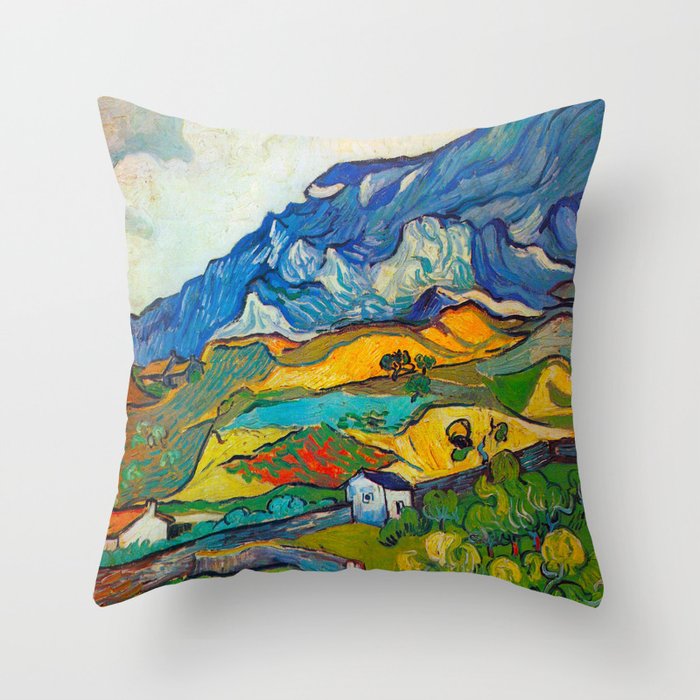 Les Alpilles, Mountain Landscape near South Reme Vincent van Gogh 1889 Throw Pillow Gallery Image 6
