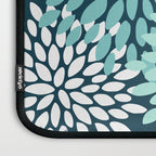 Modern Flowers Print, Teal and White Laptop Sleeve Gallery Image 3
