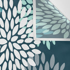 Modern Flowers Print, Teal and White Wall Tapestry Gallery Image 3