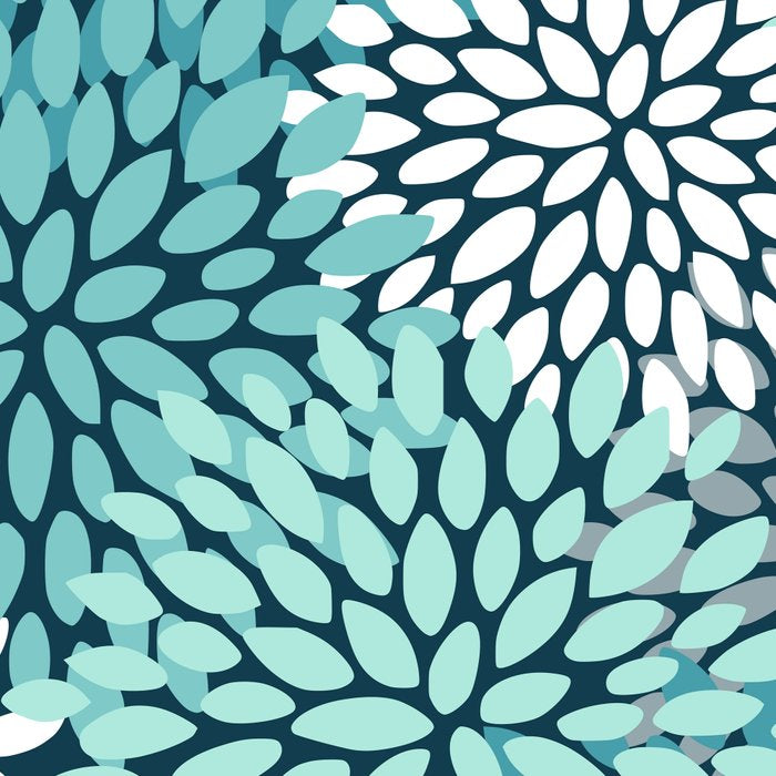 Modern Flowers Print, Teal and White Coffee Mug Gallery Image 2