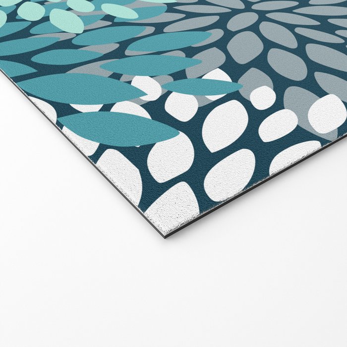 Modern Flowers Print, Teal and White Welcome Mat Gallery Image 2