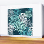 Modern Flowers Print, Teal and White Wall Mural Gallery Image 2