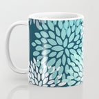 Modern Flowers Print, Teal and White Coffee Mug Gallery Image 3