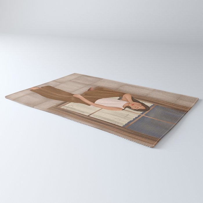 Girl sitting on the window Rug Gallery Image 3