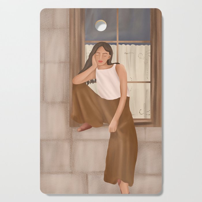 Girl sitting on the window Cutting Board Gallery Image 1