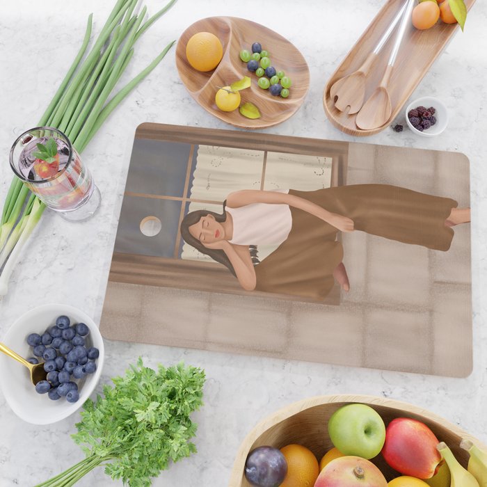 Girl sitting on the window Cutting Board Gallery Image 2