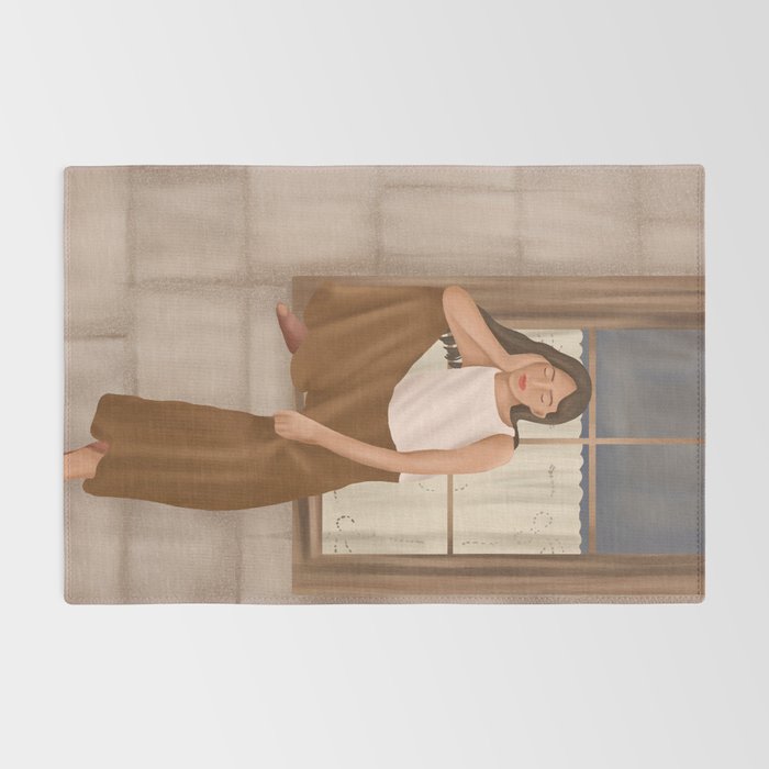 Girl sitting on the window Rug Gallery Image 2