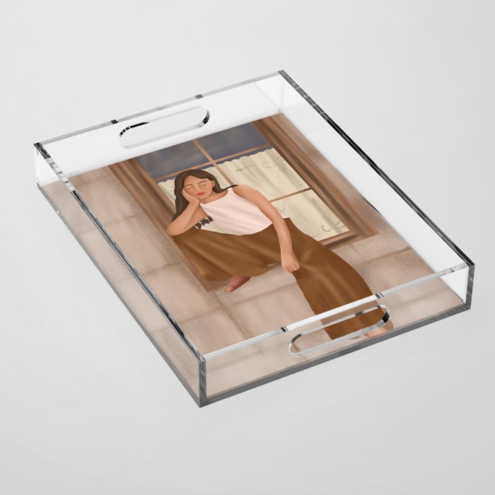 Girl sitting on the window Acrylic Tray Gallery Image 1