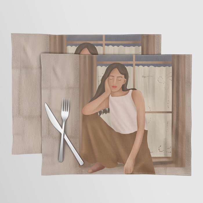 Girl sitting on the window Placemat Gallery Image 1