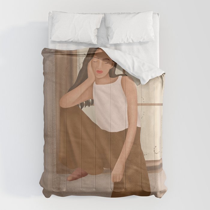 Girl sitting on the window Comforter Gallery Image 1