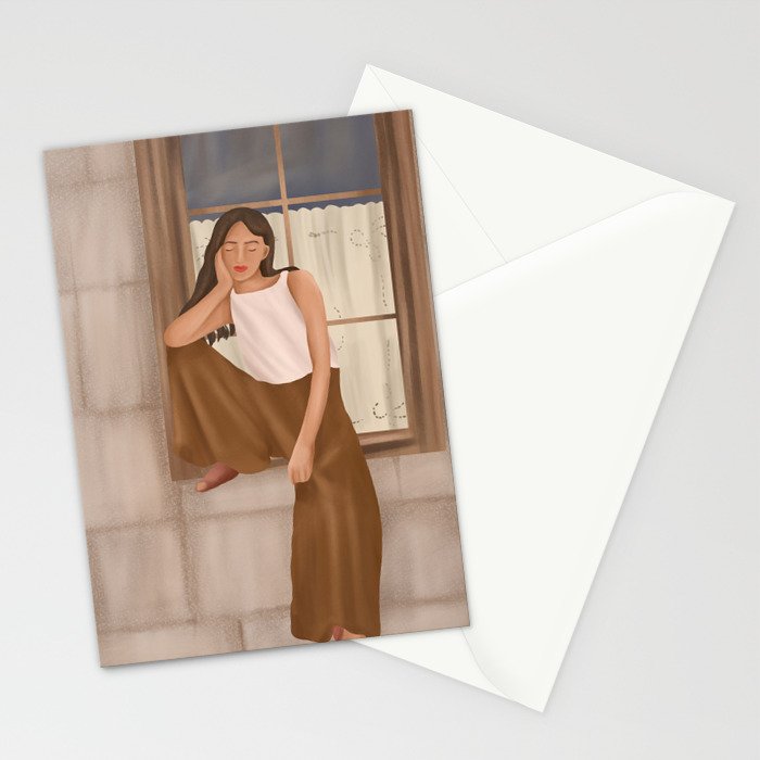 Girl sitting on the window Stationery Card Gallery Image 2