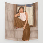 Girl sitting on the window Wall Tapestry Gallery Image 4