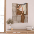 Girl sitting on the window Wall Tapestry Gallery Image 2