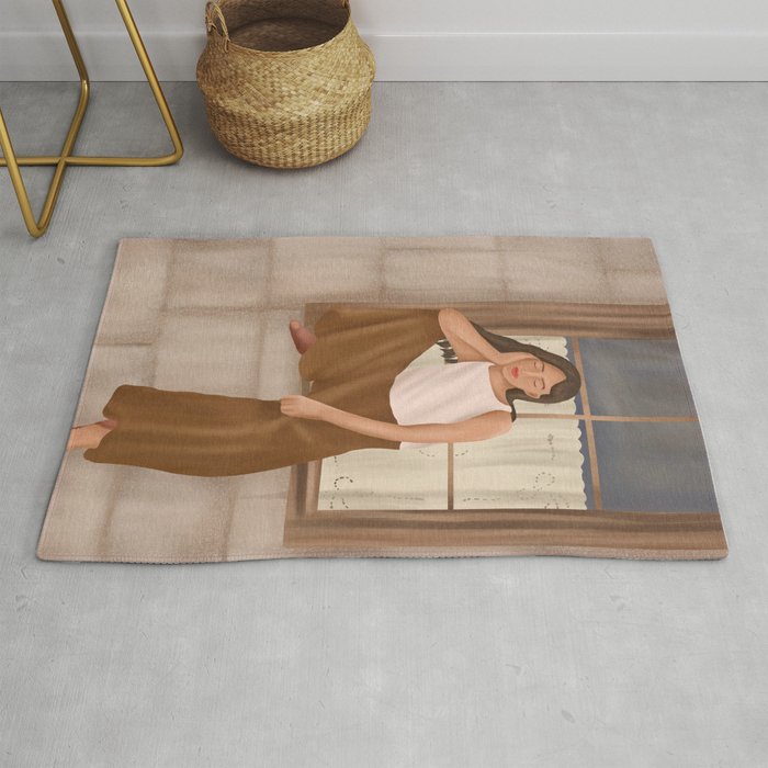 Girl sitting on the window Rug Gallery Image 1
