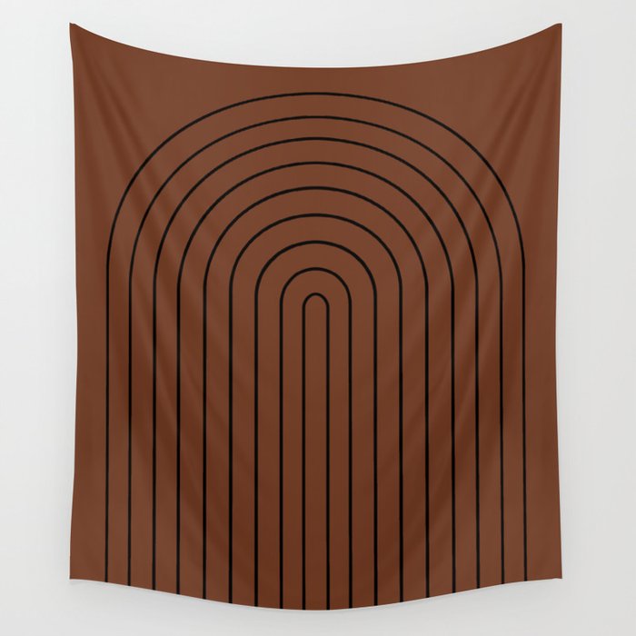 Minimal Arch XLII Brick Red Modern Geometric Lines Wall Tapestry Gallery Image 1