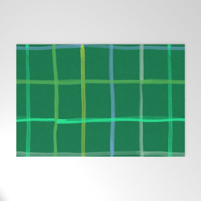 Abstract Tennis Net Pattern in Grass Green Welcome Mat Gallery Image 1