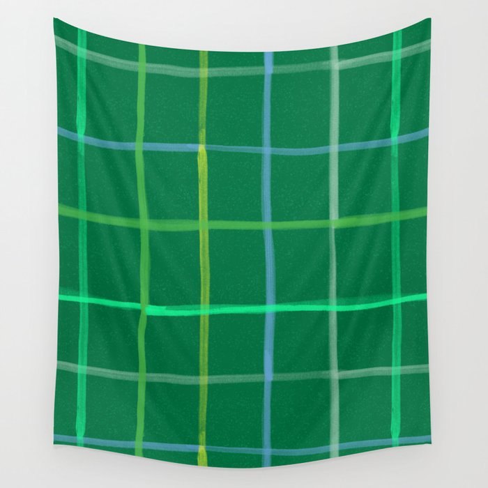 Abstract Tennis Net Pattern in Grass Green Wall Tapestry Gallery Image 4