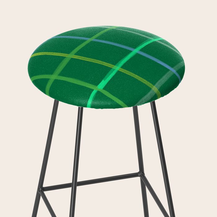 Abstract Tennis Net Pattern in Grass Green Stool Gallery Image 2