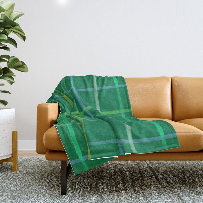 Abstract Tennis Net Pattern in Grass Green Throw Blanket Gallery Image 1