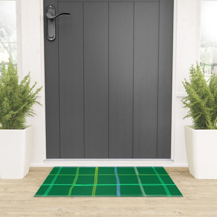 Abstract Tennis Net Pattern in Grass Green Welcome Mat Gallery Image 3
