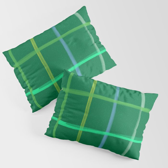 Abstract Tennis Net Pattern in Grass Green Pillow Sham Gallery Image 1