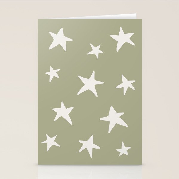 Stars Sage Green Stationery Card Gallery Image 1