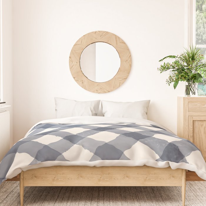 Hand Painted Blue Festive Gingham Theme Duvet Cover Gallery Image 3