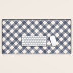 Hand Painted Blue Festive Gingham Theme Desk Mat Gallery Image 1