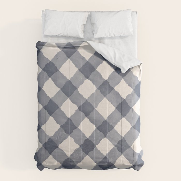 Hand Painted Blue Festive Gingham Theme Comforter Gallery Image 6