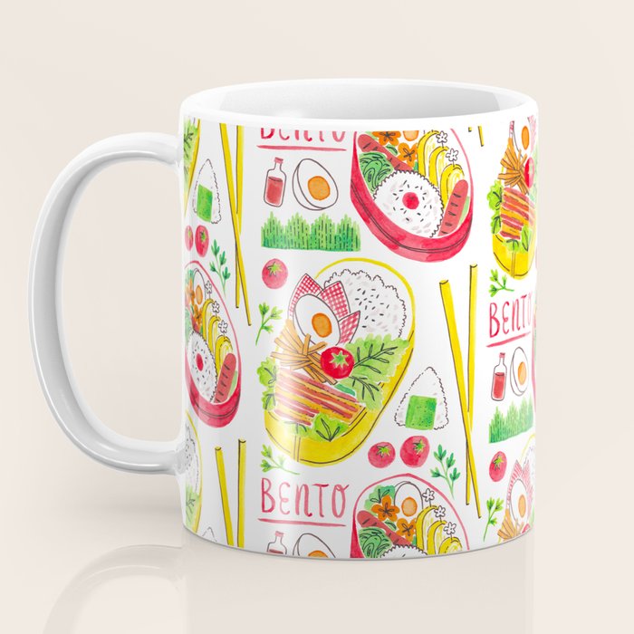 Japanese Bento Rice Lunch Box with Chopsticks & Onigiri Coffee Mug Gallery Image 3