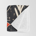 Red And Black Woodblock Birds Throw Blanket Gallery Image 3