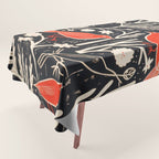 Red And Black Woodblock Birds Tablecloth Gallery Image 1