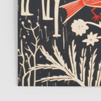 Red And Black Woodblock Birds Poster Gallery Image 3
